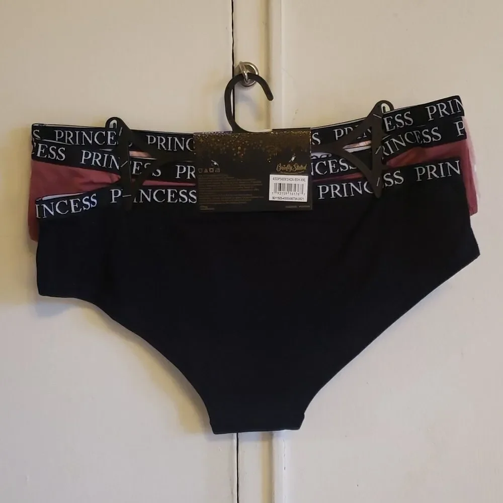 Disney Princess cotton hipster panties pink mauve black 3pk